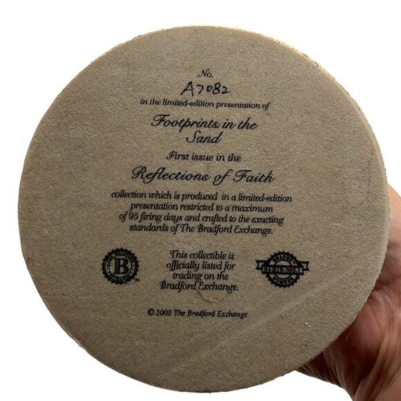 The Bradford Exchange Glass Cross Footprints in the Sand Limited Edition #A7082 - Picture 8 of 10